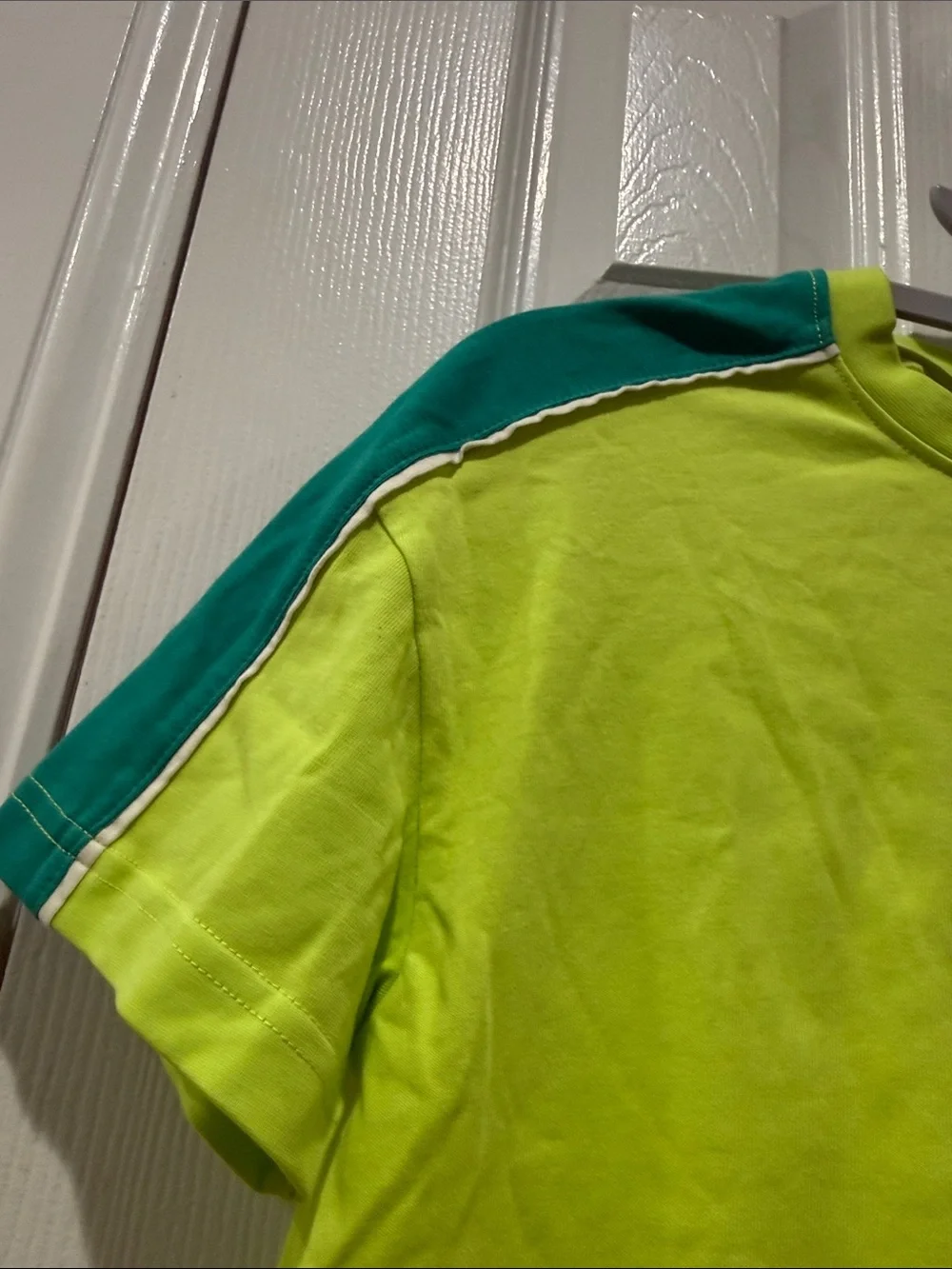 Converse Lime Green Tee with Teal Shoulder Stripes